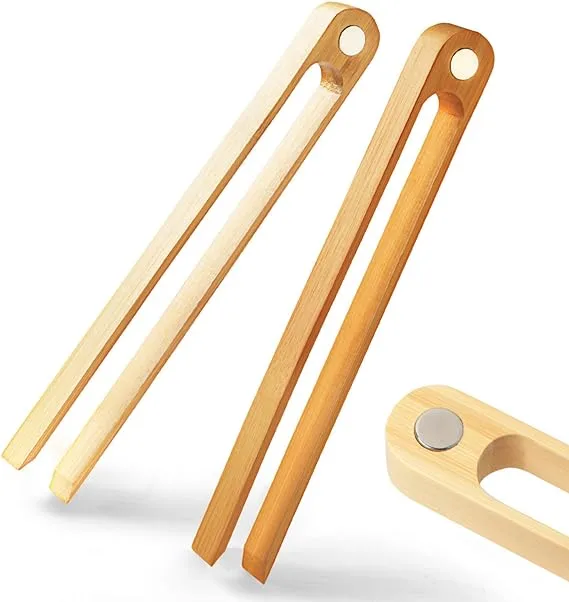 Magnetic Bamboo Toaster Tongs